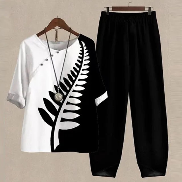 Ella | Women's Printed Top and Flowy Pants Set