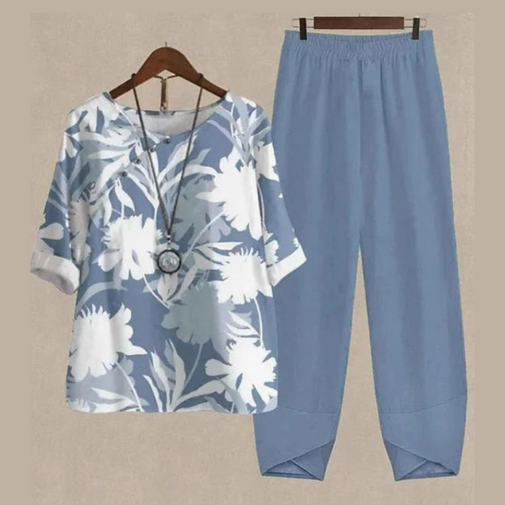 Ella | Women's Printed Top and Flowy Pants Set