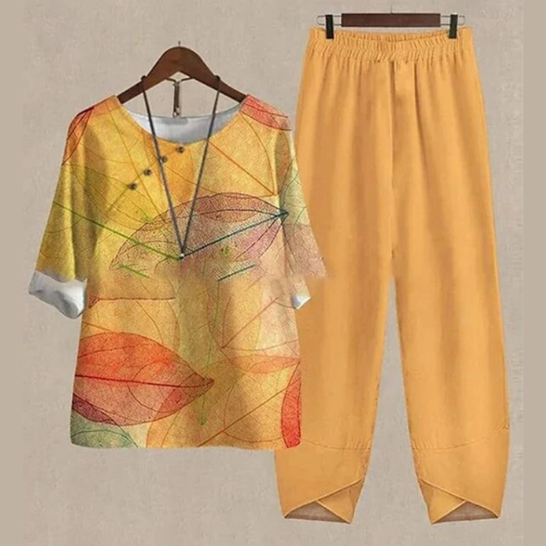 Ella | Women's Printed Top and Flowy Pants Set