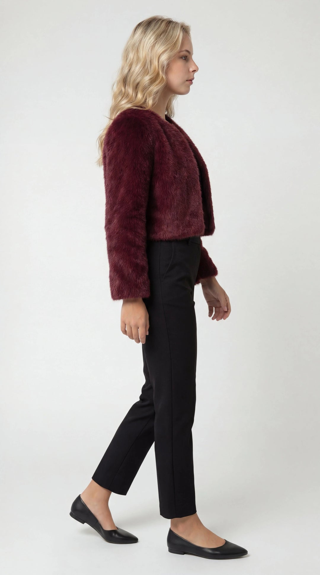 Adele | Women's Cropped High-Pile Shrug Jacket with Open Front