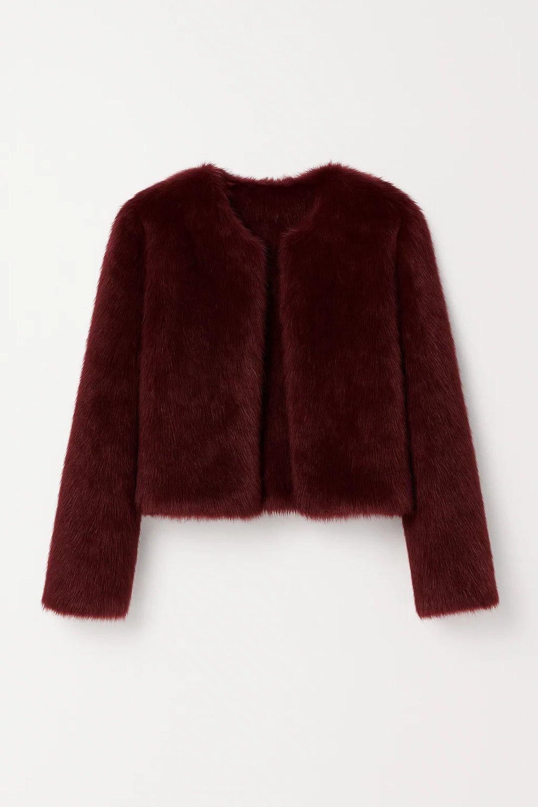 Adele | Women's Cropped High-Pile Shrug Jacket with Open Front