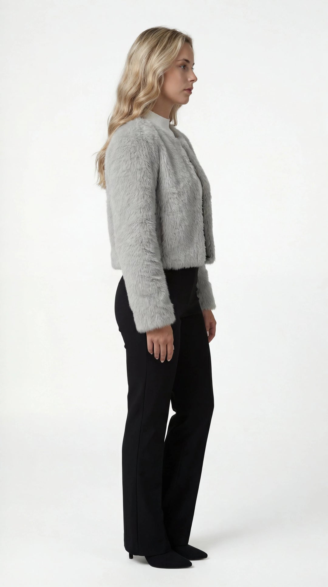 Adele | Women's Cropped High-Pile Shrug Jacket with Open Front