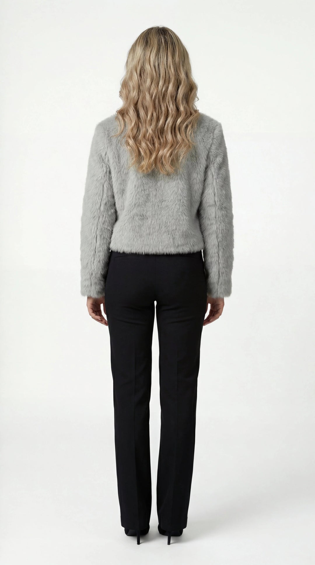 Adele | Women's Cropped High-Pile Shrug Jacket with Open Front
