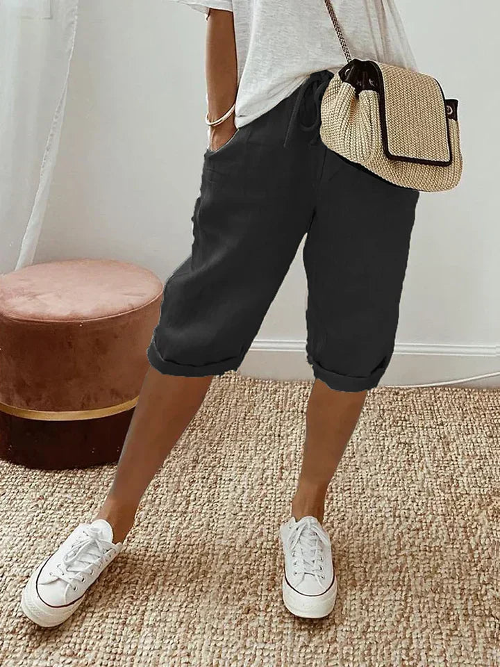 Erica | Women's High-Rise Wide-Leg Linen Bermuda Shorts
