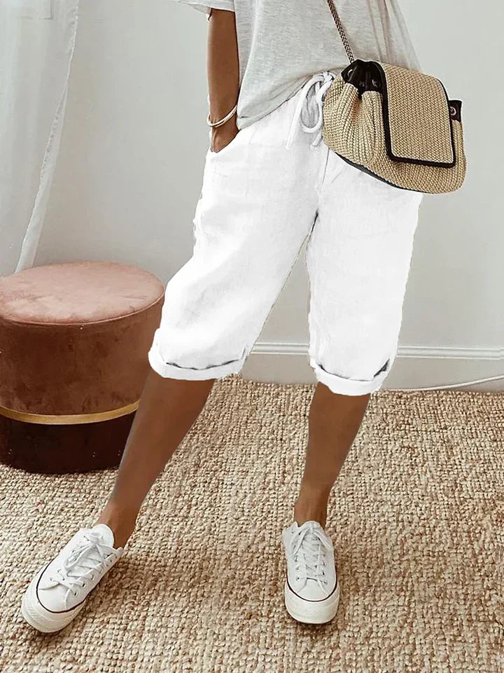 Erica | Women's High-Rise Wide-Leg Linen Bermuda Shorts