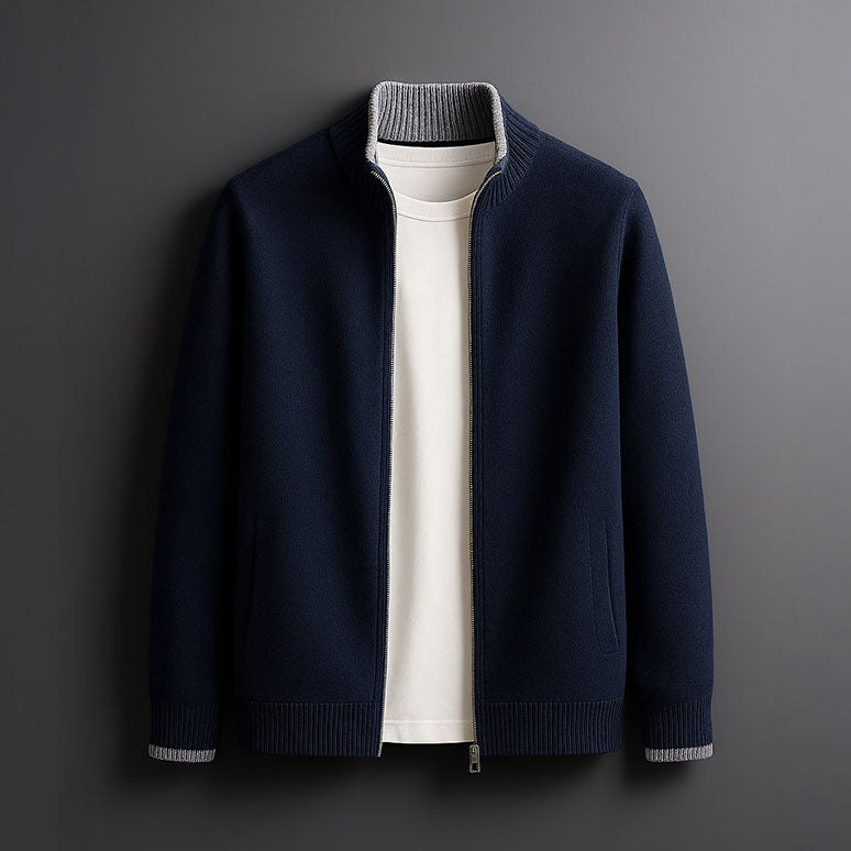 Eugene | Men's Stand Collar Zip Knit Jacket