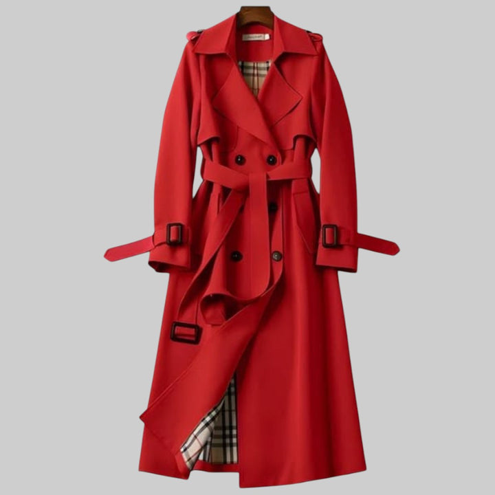 Perrine | Women's Belted Double-Breasted Trench Coat with Check Lining