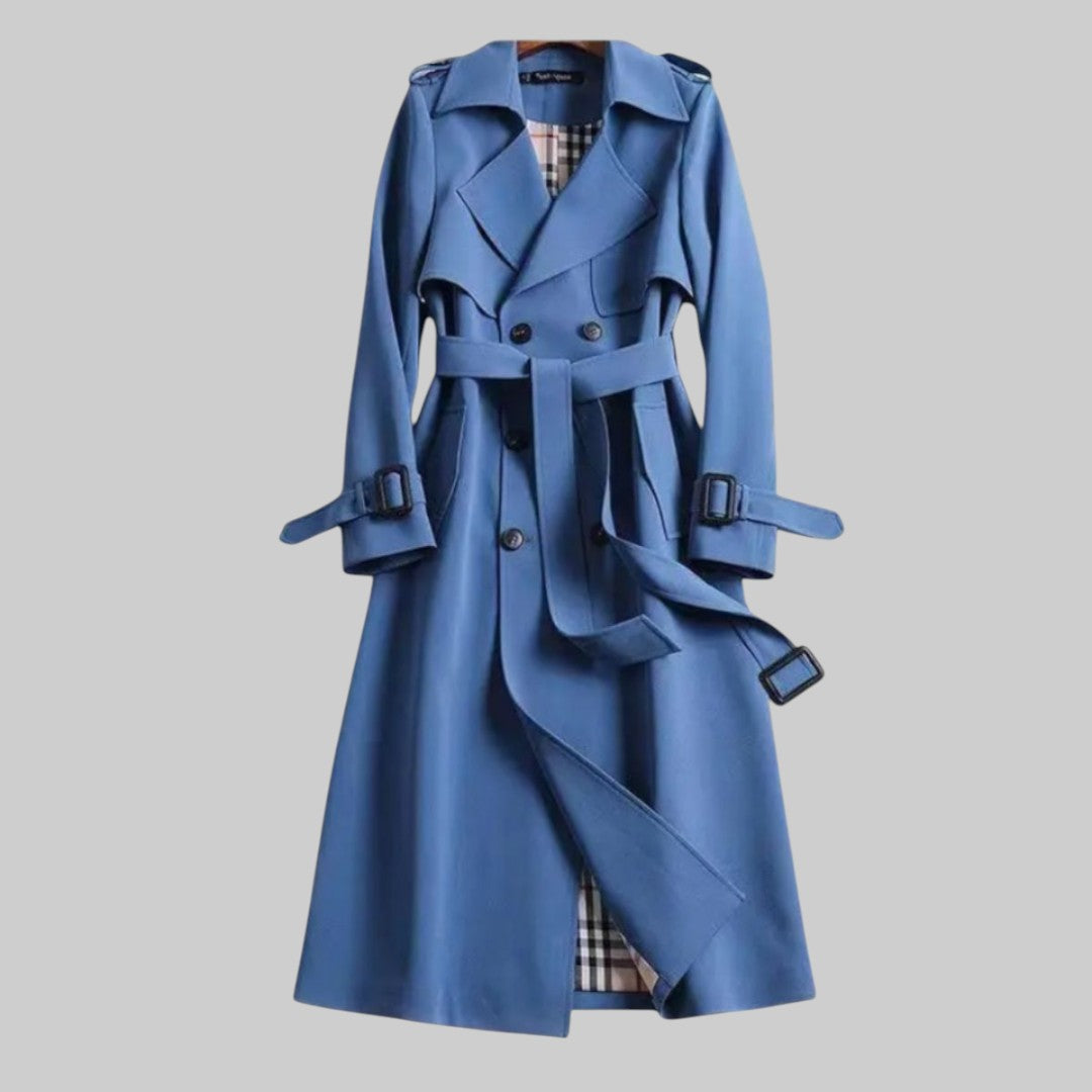 Perrine | Women's Belted Double-Breasted Trench Coat with Check Lining