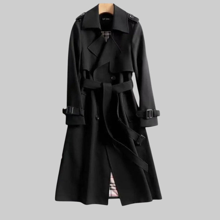 Perrine | Women's Belted Double-Breasted Trench Coat with Check Lining