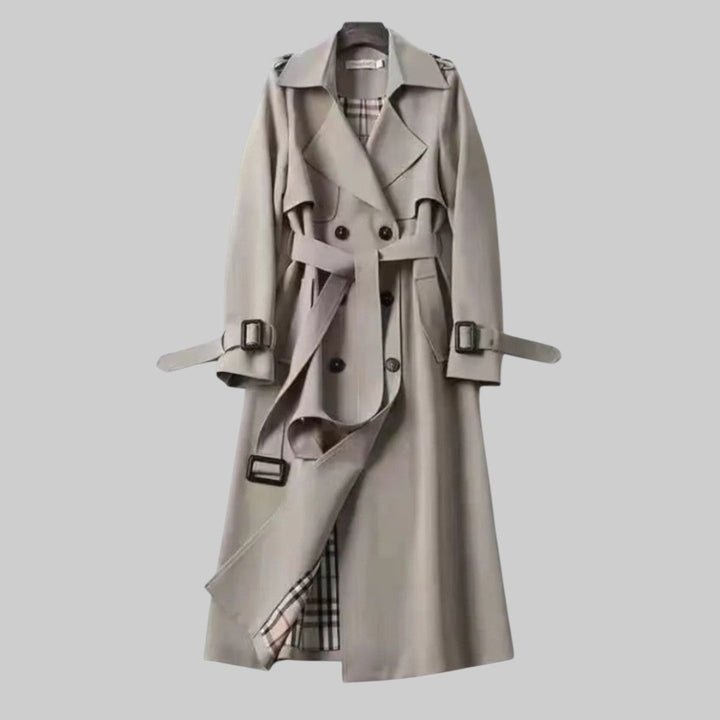 Perrine | Women's Belted Double-Breasted Trench Coat with Check Lining