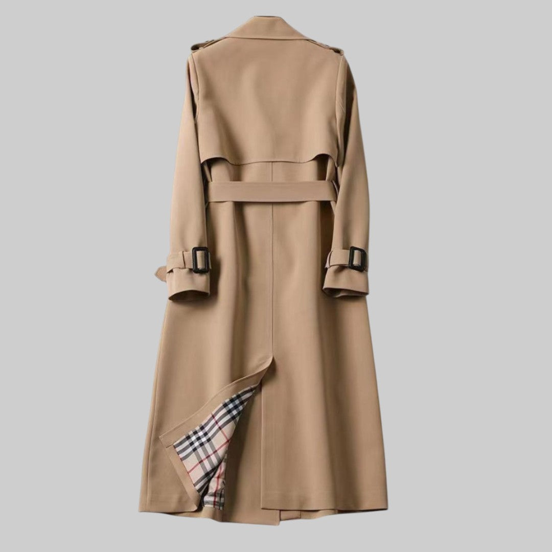 Perrine | Women's Belted Double-Breasted Trench Coat with Check Lining