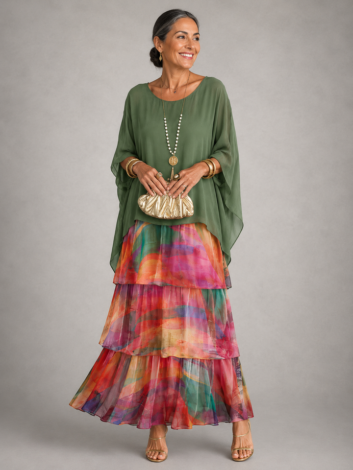 Evangeline | Women's Layered Flowing Loose Maxi Dress