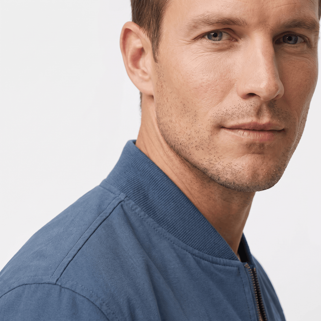 Fabian | Men's Grained Rib-Trim Bomber Jacket
