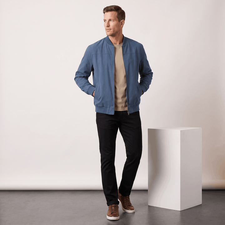 Fabian | Men's Grained Rib-Trim Bomber Jacket