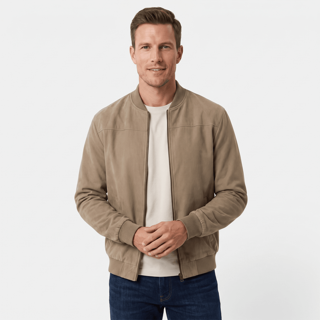 Fabian | Men's Grained Rib-Trim Bomber Jacket