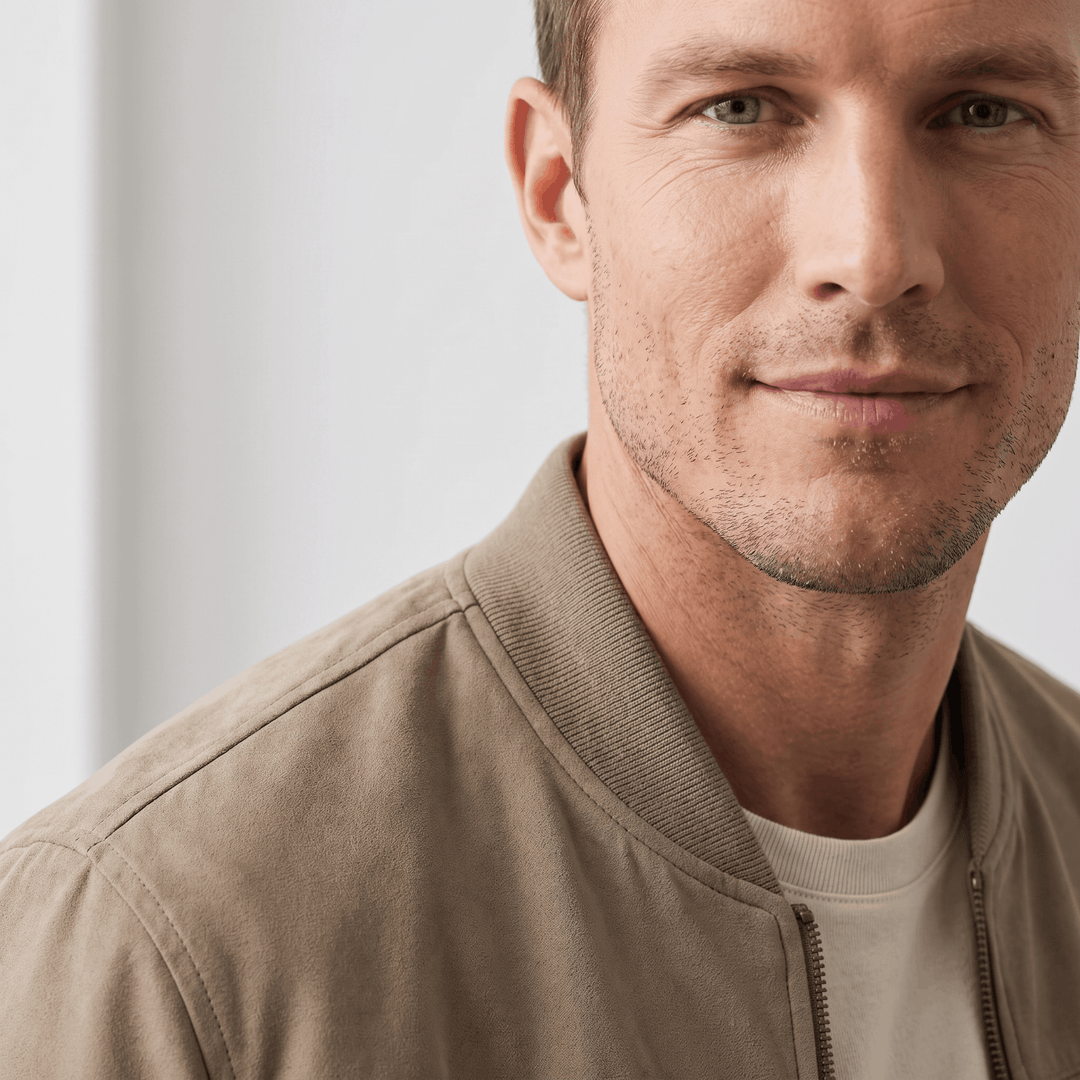 Fabian | Men's Grained Rib-Trim Bomber Jacket