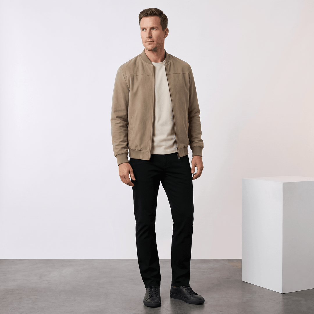 Fabian | Men's Grained Rib-Trim Bomber Jacket