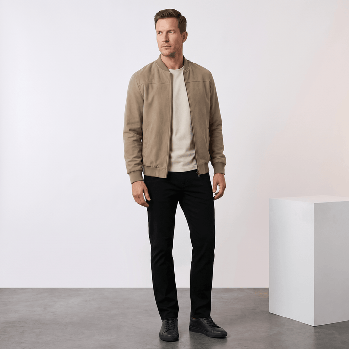 Fabian | Men's Grained Rib-Trim Bomber Jacket