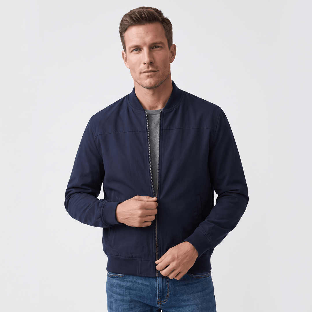 Fabian | Men's Grained Rib-Trim Bomber Jacket