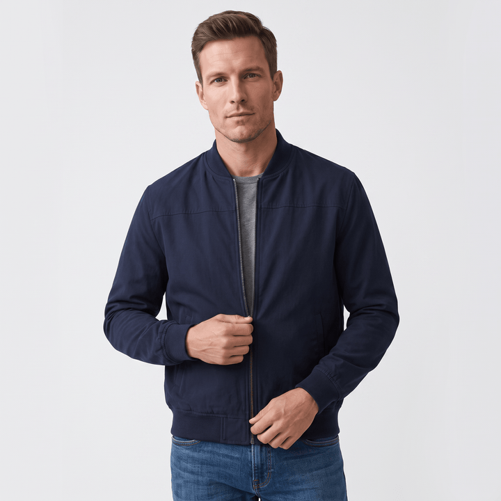 Fabian | Men's Grained Rib-Trim Bomber Jacket