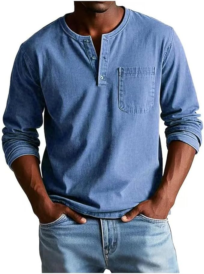 Fabrice | Men's Banded Collar Henley Shirt