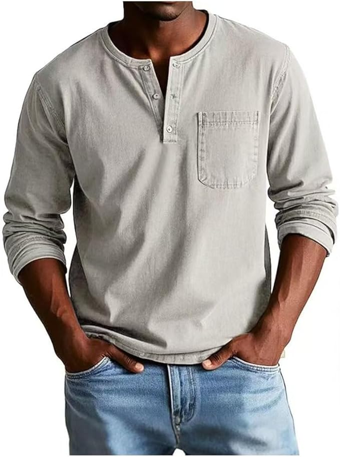 Fabrice | Men's Banded Collar Henley Shirt