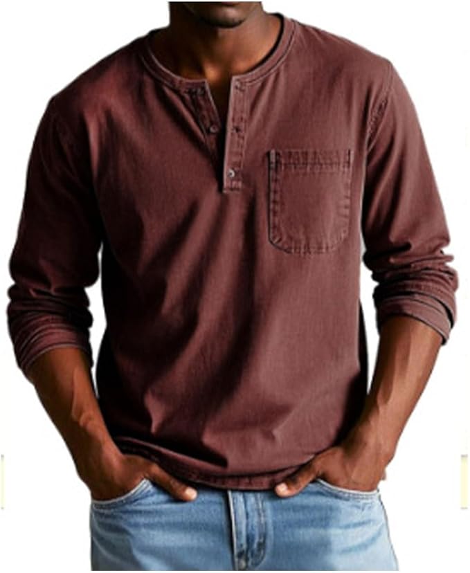Fabrice | Men's Banded Collar Henley Shirt