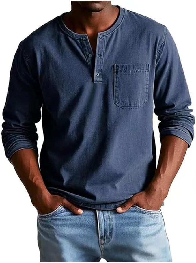 Fabrice | Men's Banded Collar Henley Shirt
