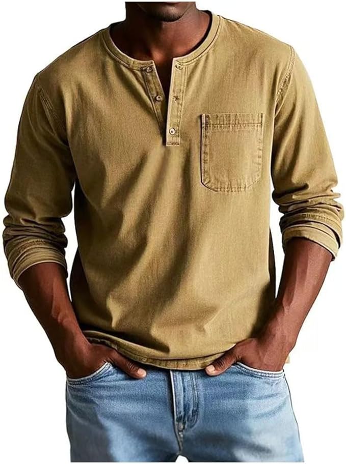 Fabrice | Men's Banded Collar Henley Shirt