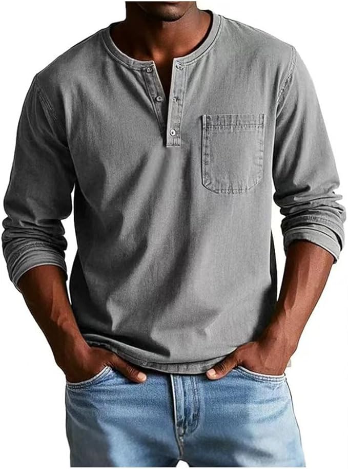 Fabrice | Men's Banded Collar Henley Shirt