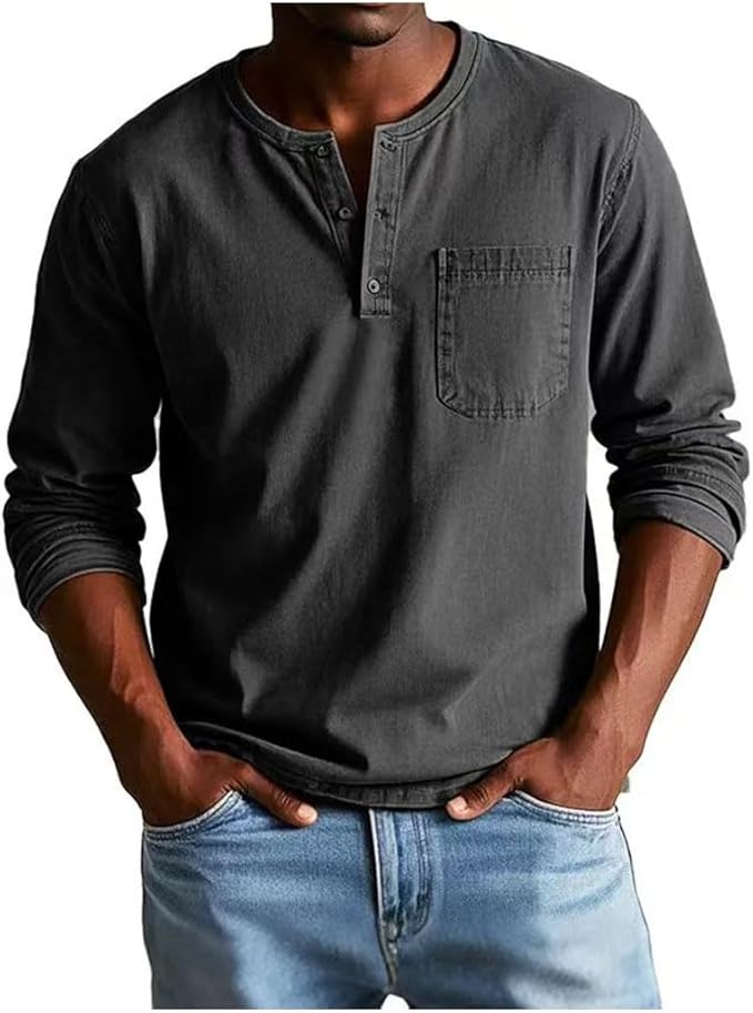 Fabrice | Men's Banded Collar Henley Shirt