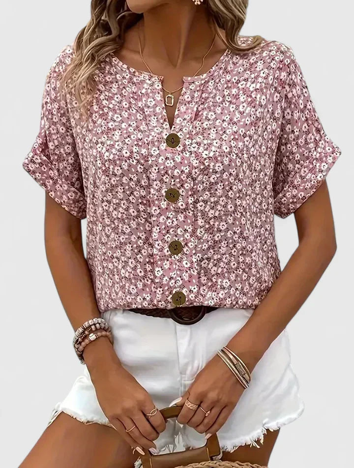 Faylora | Women's Comfortable Floral Button-Up Flowy Blouse