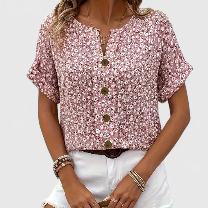 Faylora | Women's Comfortable Floral Button-Up Flowy Blouse