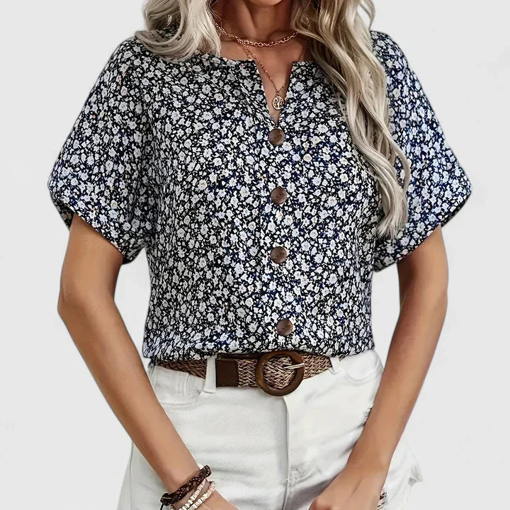 Faylora | Women's Comfortable Floral Button-Up Flowy Blouse