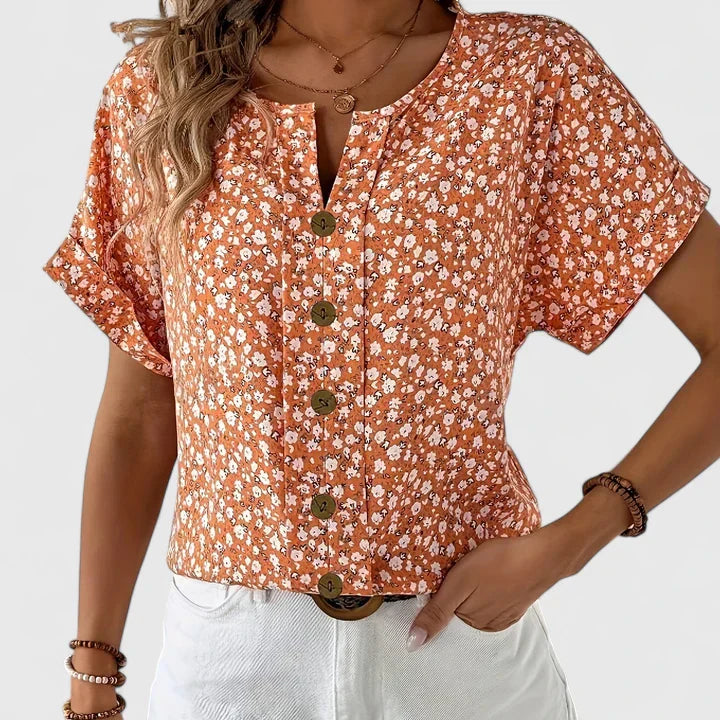 Faylora | Women's Comfortable Floral Button-Up Flowy Blouse
