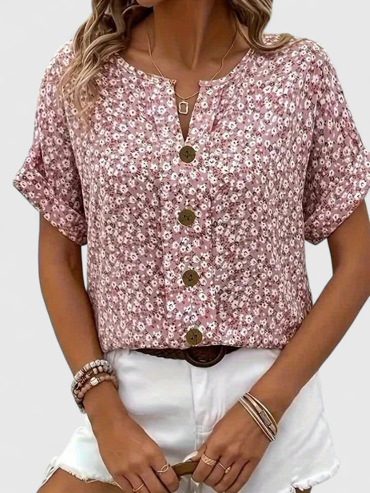 Faylora | Women's Comfortable Floral Button-Up Flowy Blouse