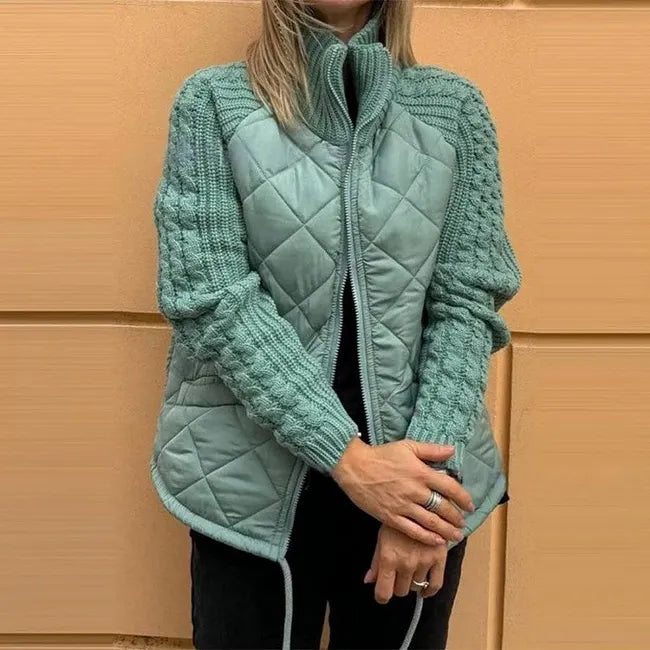 Fabienne | Women's Quilted Jacket with Contrast Textured Sleeves