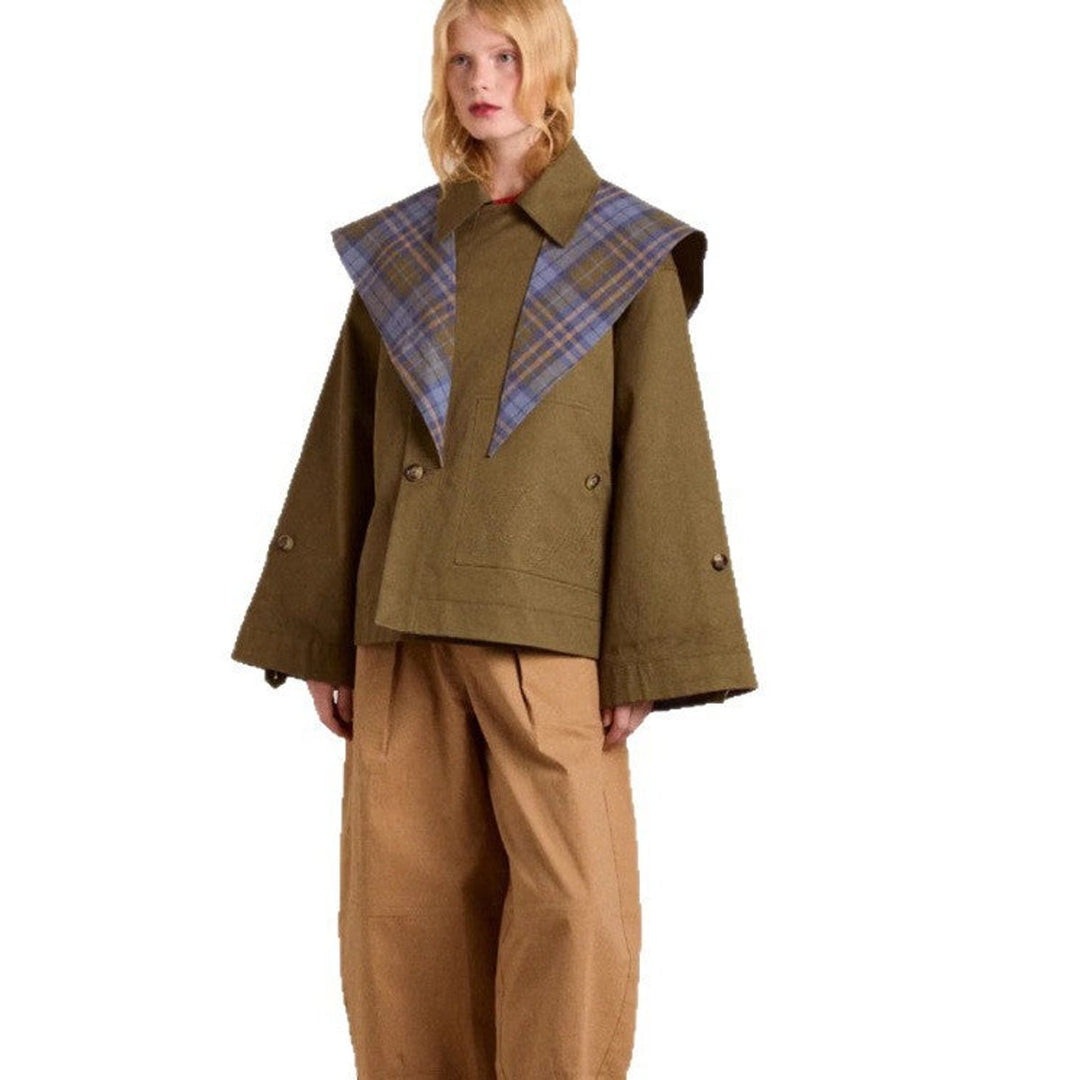Bettina | Women's Cropped Jacket with Check-Lined Hood