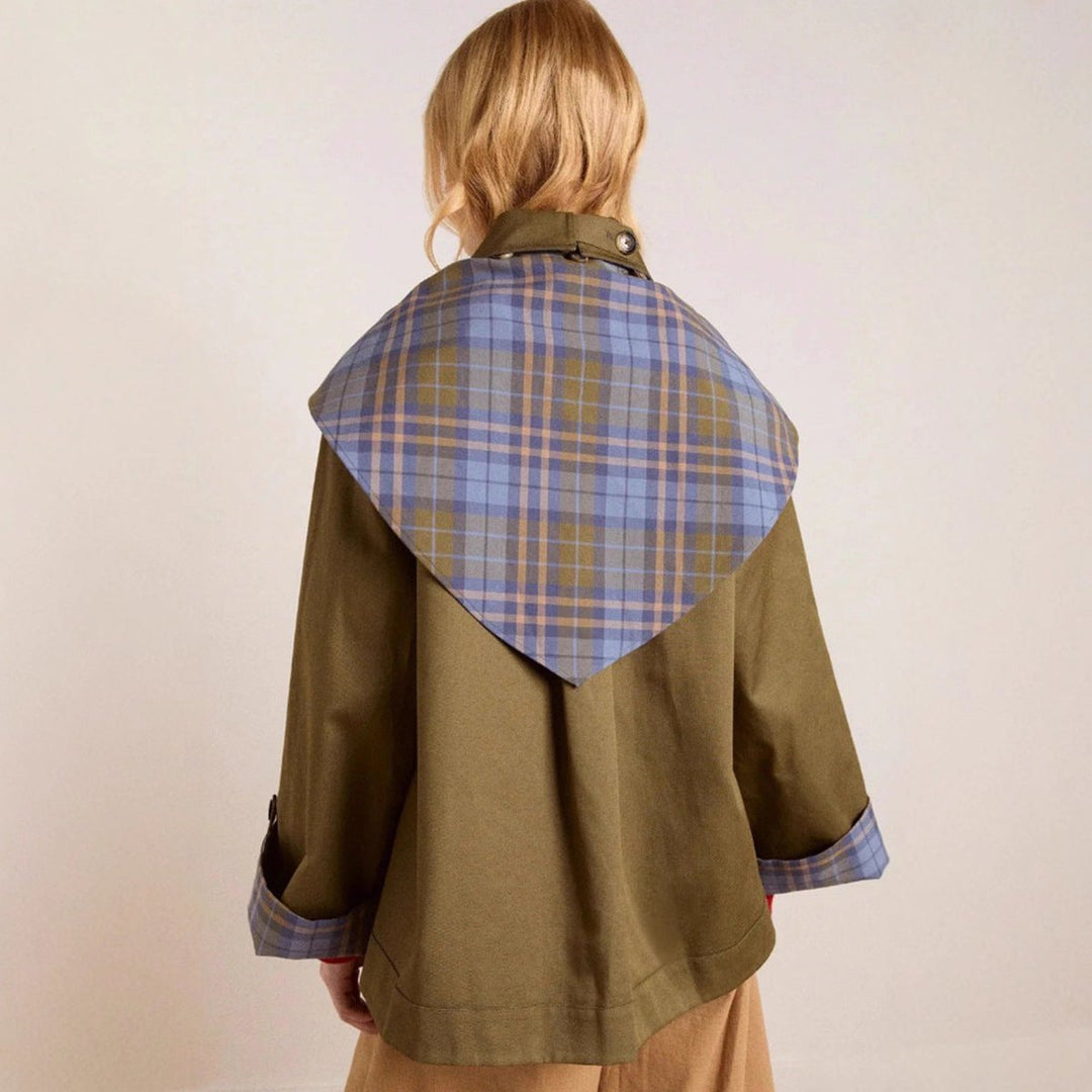 Bettina | Women's Cropped Jacket with Check-Lined Hood