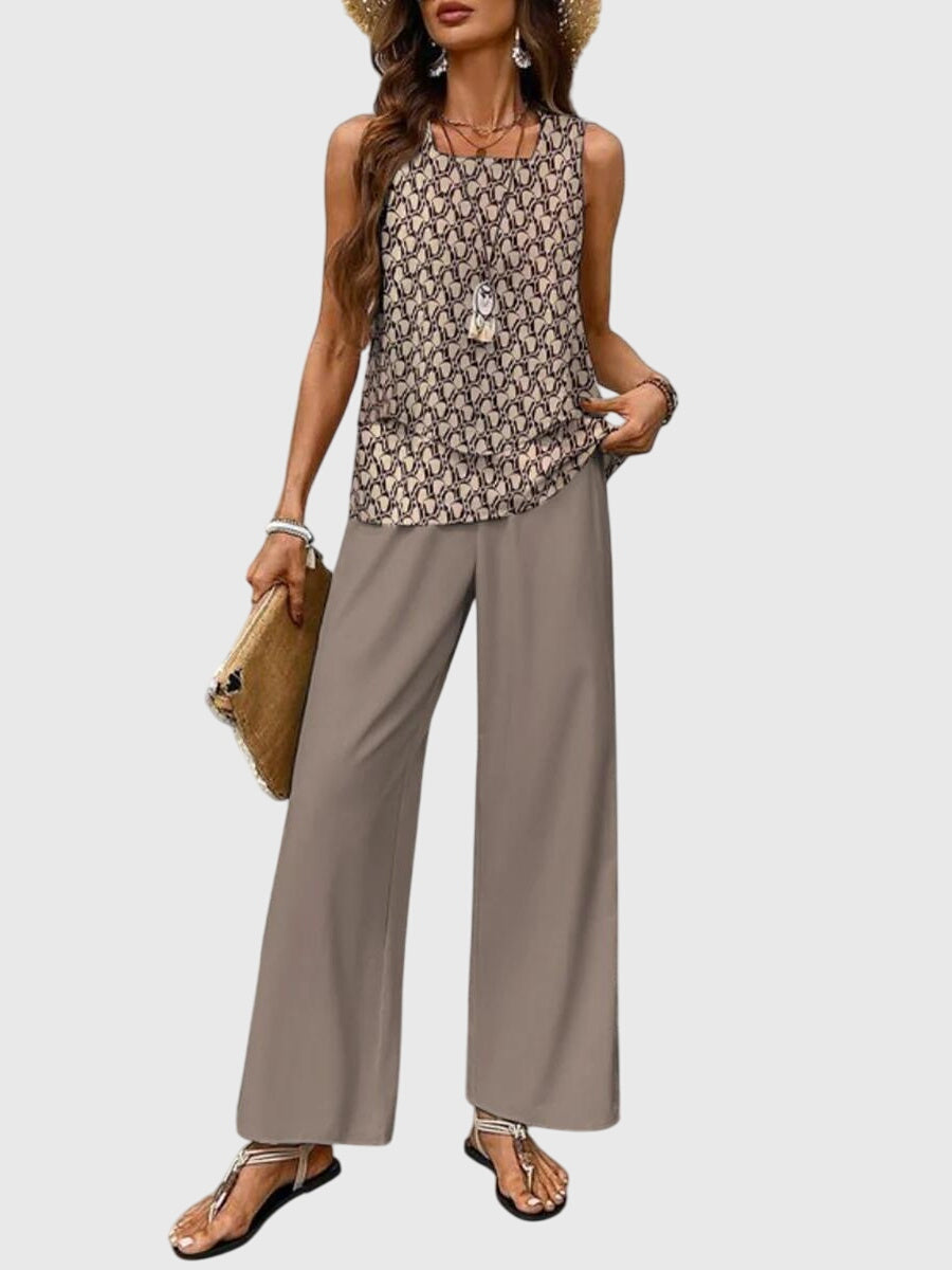Florence | Women's Square-Neckline Printed Summer Set