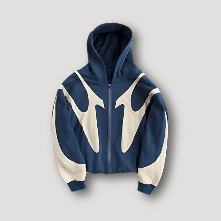 Men's Zip-Up Graphic Hoodie with Front Pocket