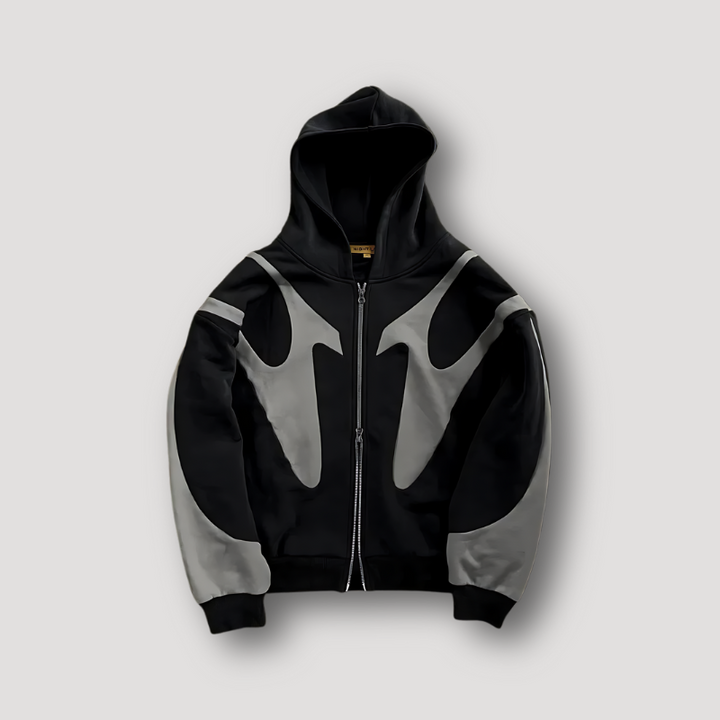 Men's Zip-Up Graphic Hoodie with Front Pocket