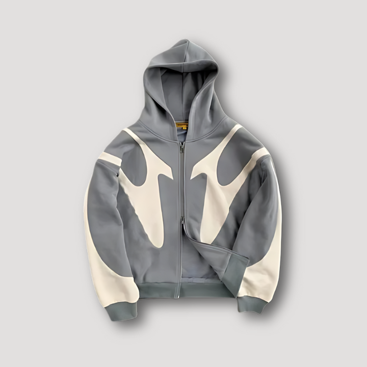 Men's Zip-Up Graphic Hoodie with Front Pocket