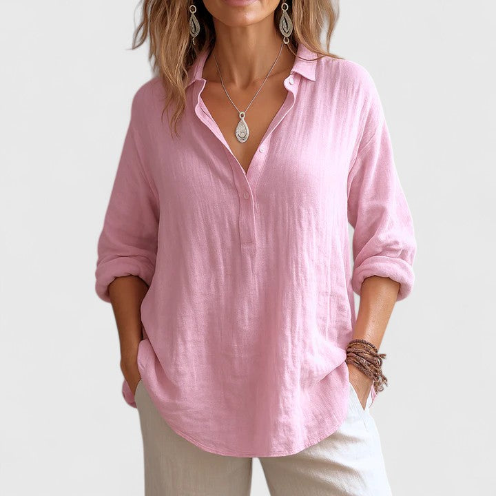 Franzina | Women's Comfortable Breezy Linen Everyday Blouse