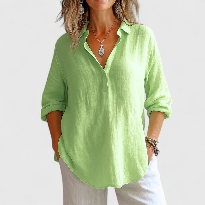 Franzina | Women's Comfortable Breezy Linen Everyday Blouse