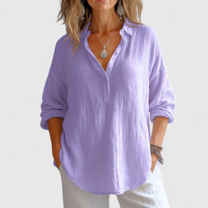Franzina | Women's Comfortable Breezy Linen Everyday Blouse