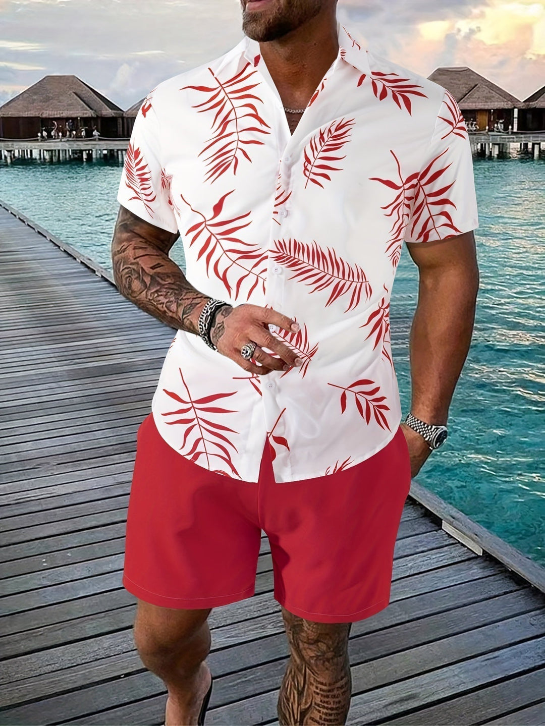Fredrick | Men's Bold Abstract Print Shirt and Shorts Set