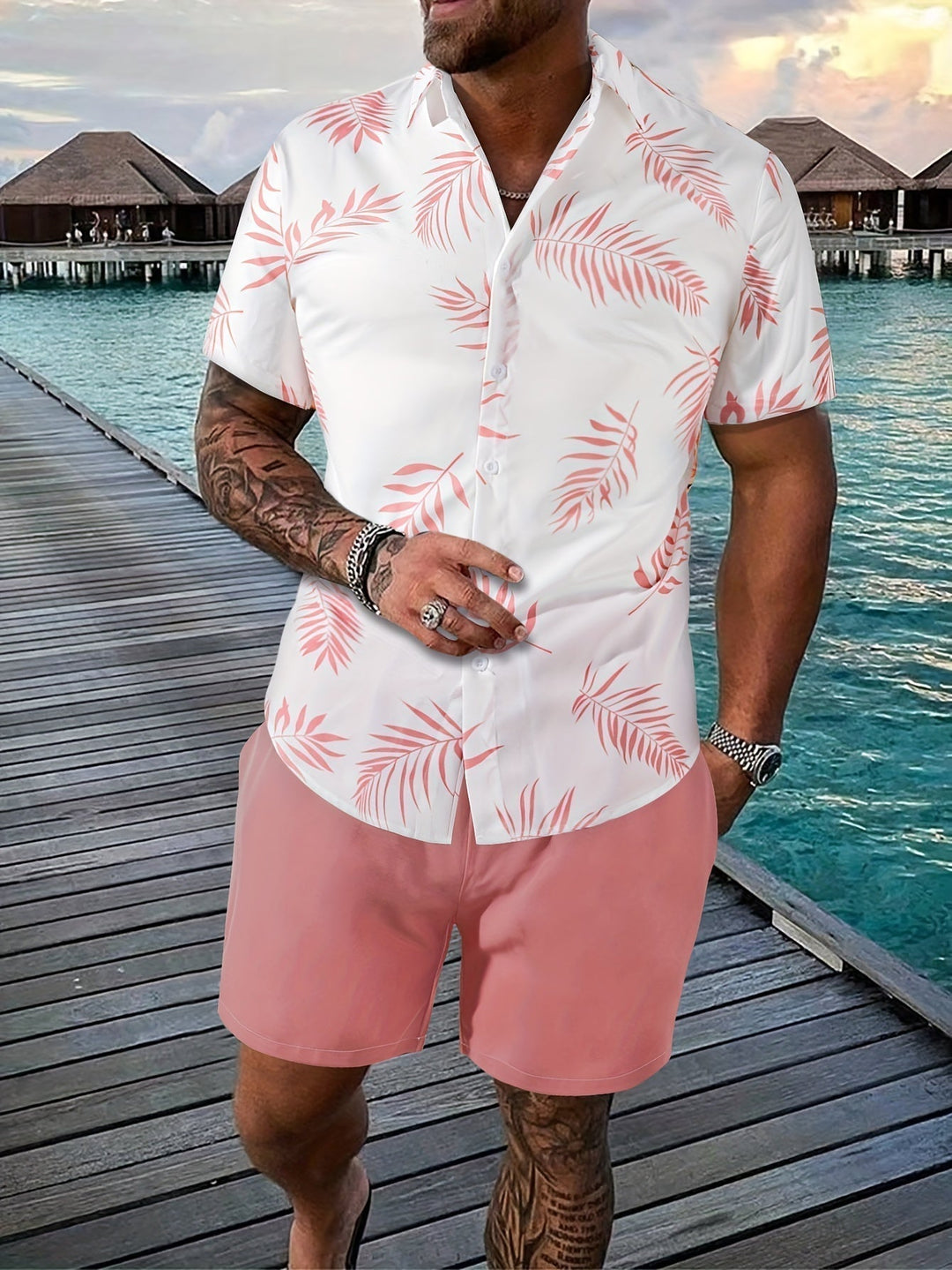 Fredrick | Men's Bold Abstract Print Shirt and Shorts Set