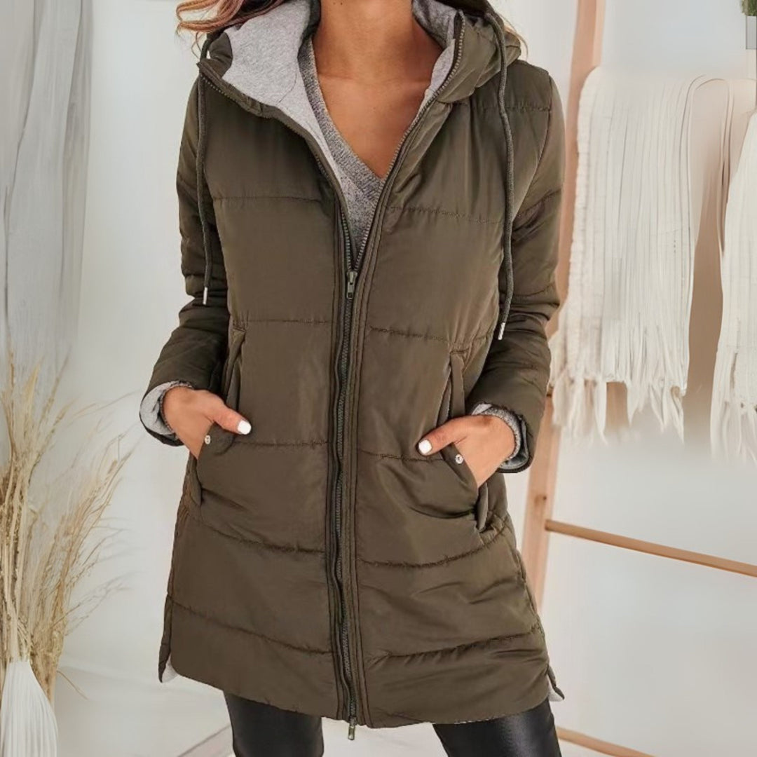 Ines | Women's Hooded Puffer Coat with Concealed Hand Pockets