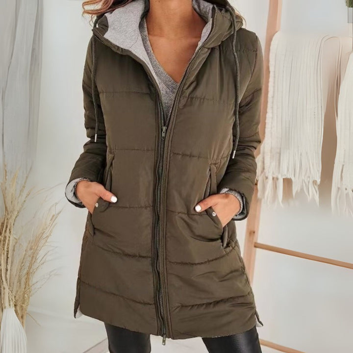 Ines | Women's Hooded Puffer Coat with Concealed Hand Pockets